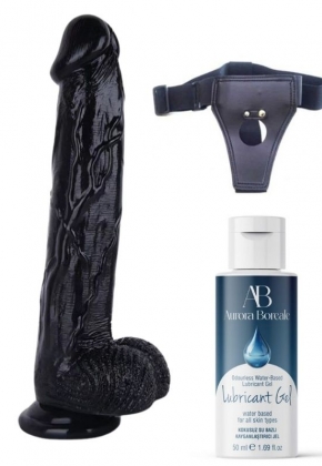Belden Balamal Kayganlatrc Set Noctis 30cm Siyah Dildo No:26
